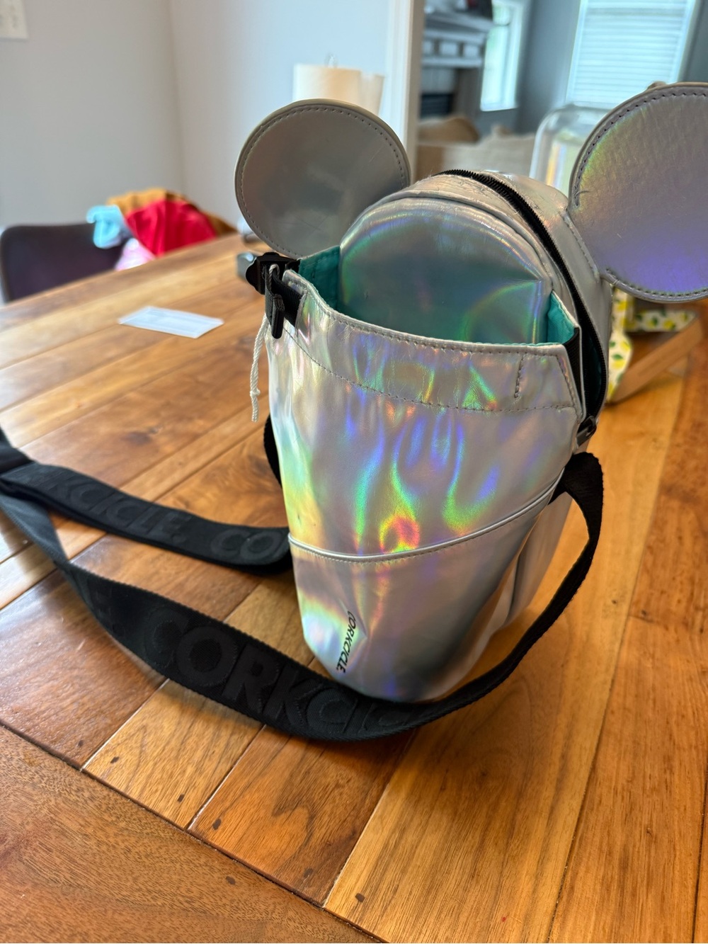 Corkcicle Iridescent Mini Crossbody Bag with Ear Detail - Silver Holographic